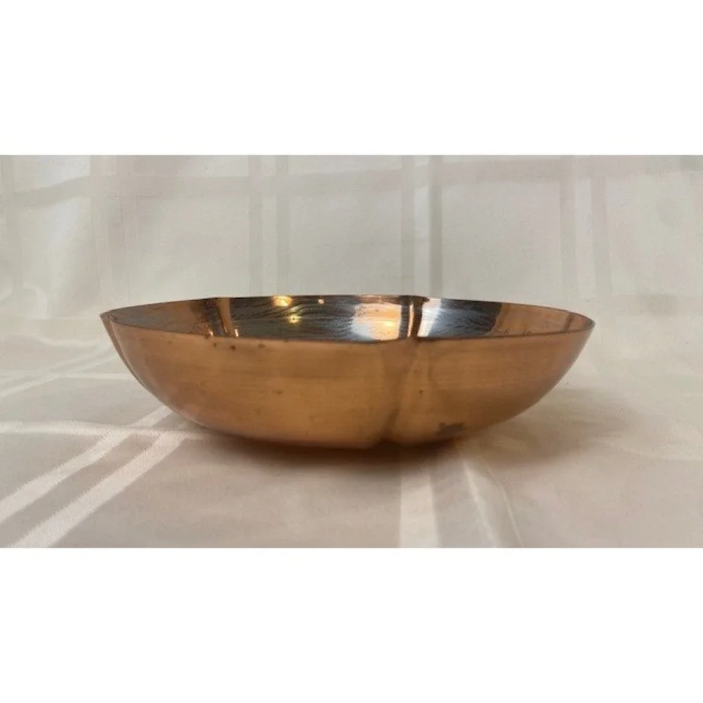 Vintage Manzoni Boston Hand Wrought Copper Scalloped Bowl 855 Patinated 6.75 in